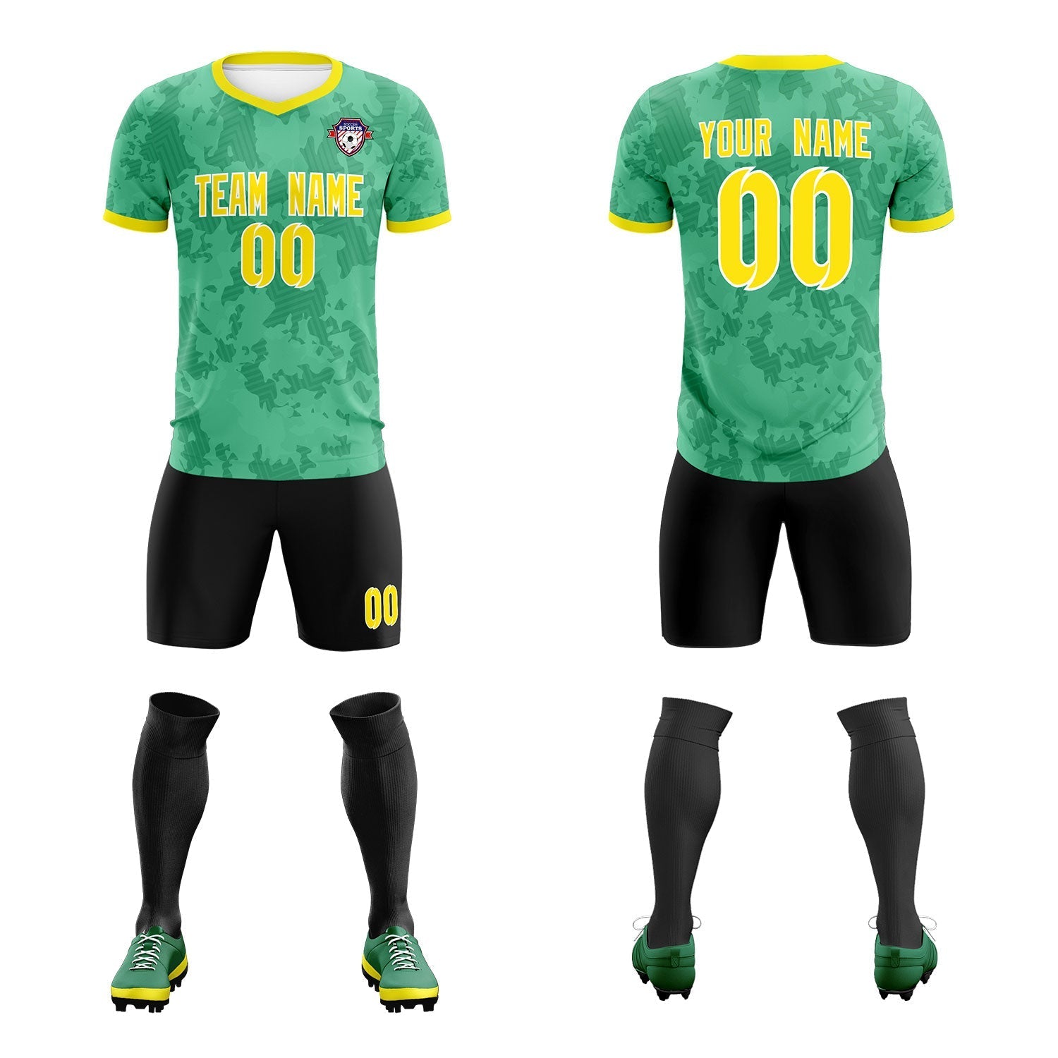 Custom Green Camo sports Soccer Tops/Sets Jersey