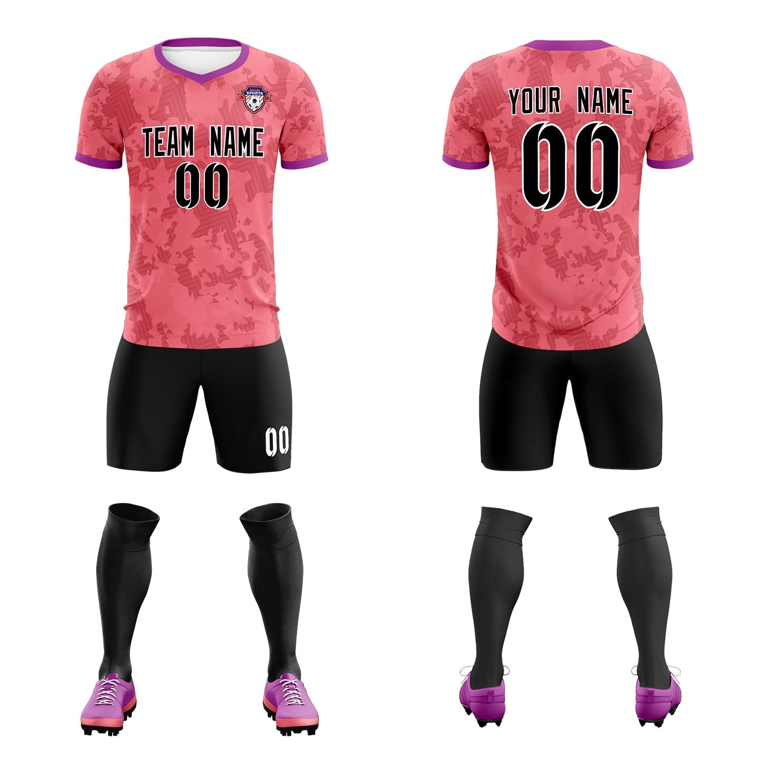 Custom Light Red Camo sports Soccer Tops/Sets Jersey
