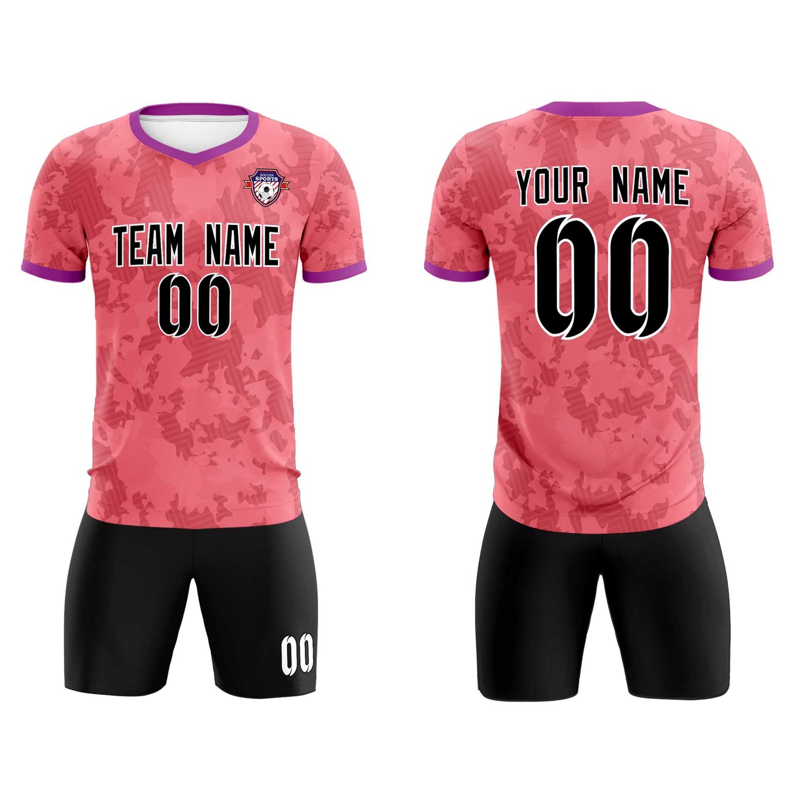 Custom Light Red Camo sports Soccer Tops/Sets Jersey
