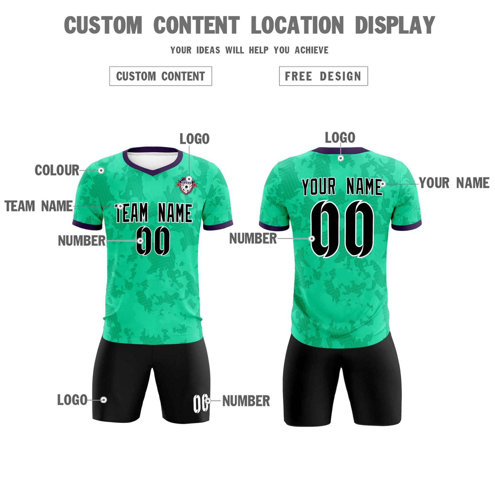 Custom Neon Green Camo sports Soccer Tops/Sets Jersey