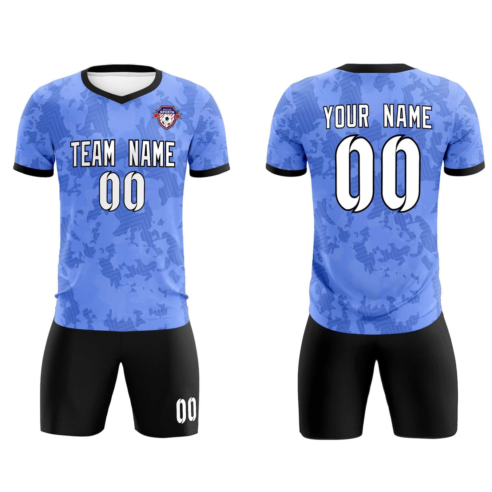 Custom Light Blue Camo sports Soccer Tops/Sets Jersey