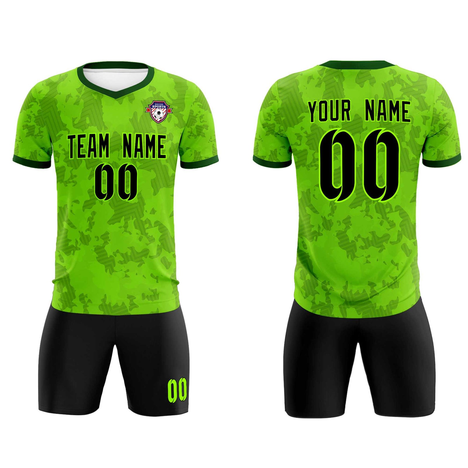 Custom Green Camo sports Soccer Tops/Sets Jersey