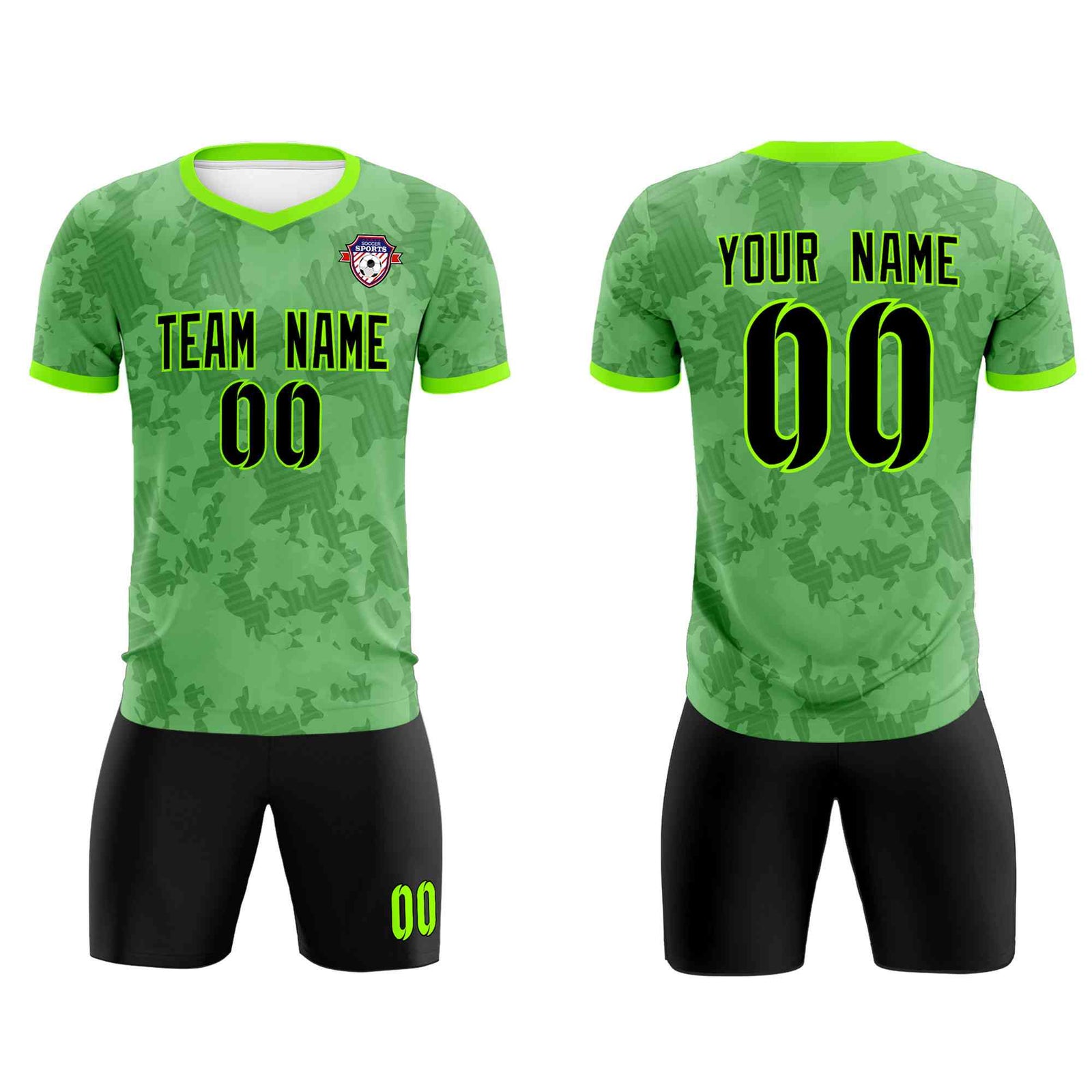 Custom Green Camo sports Soccer Tops/Sets Jersey