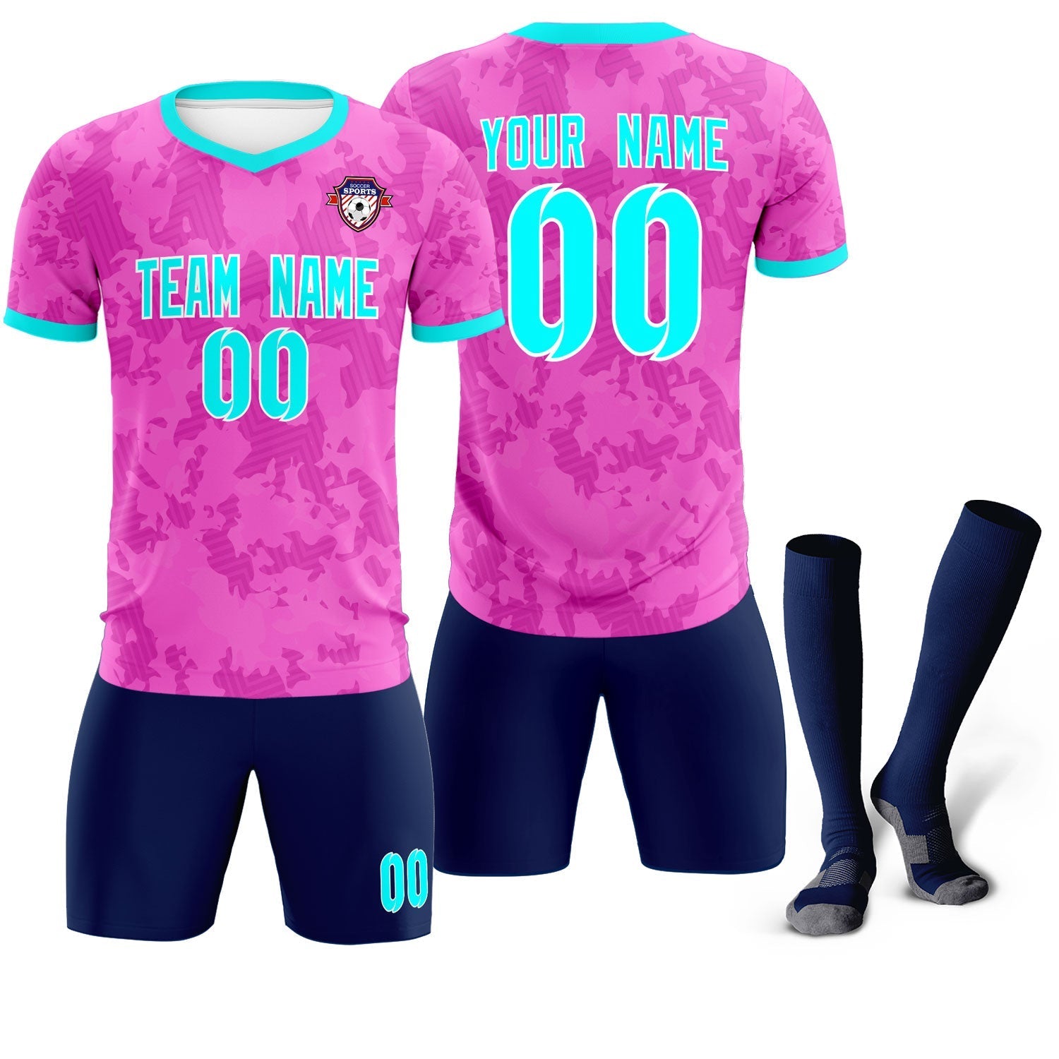 Custom Pink Camo sports Soccer Tops/Sets Jersey