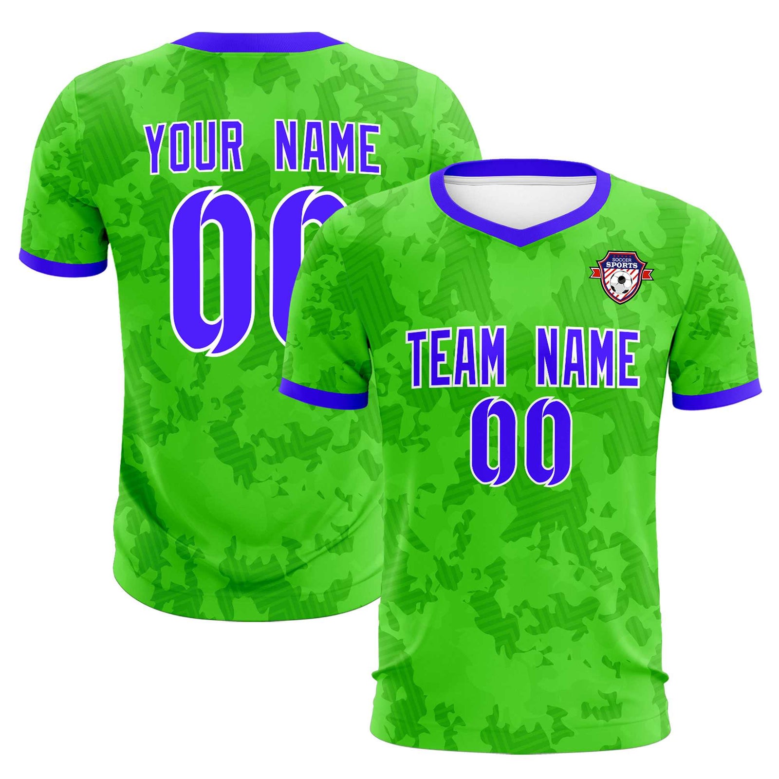 Custom Neon Green Camo sports Soccer Tops/Sets Jersey