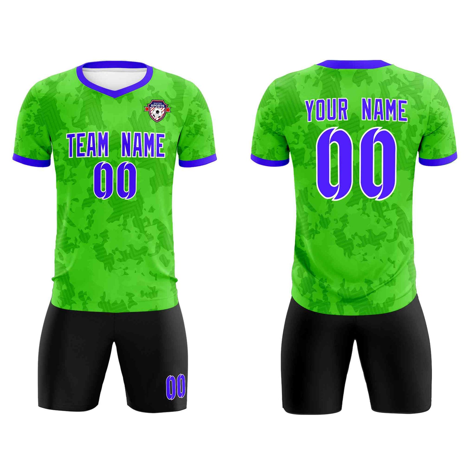 Custom Neon Green Camo sports Soccer Tops/Sets Jersey
