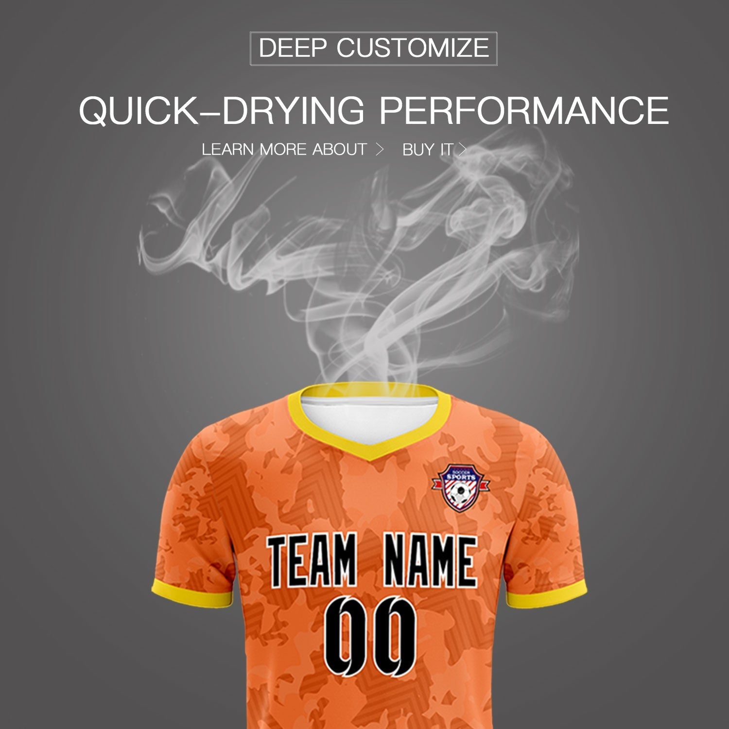 Custom Orange Camo sports Soccer Tops/Sets Jersey