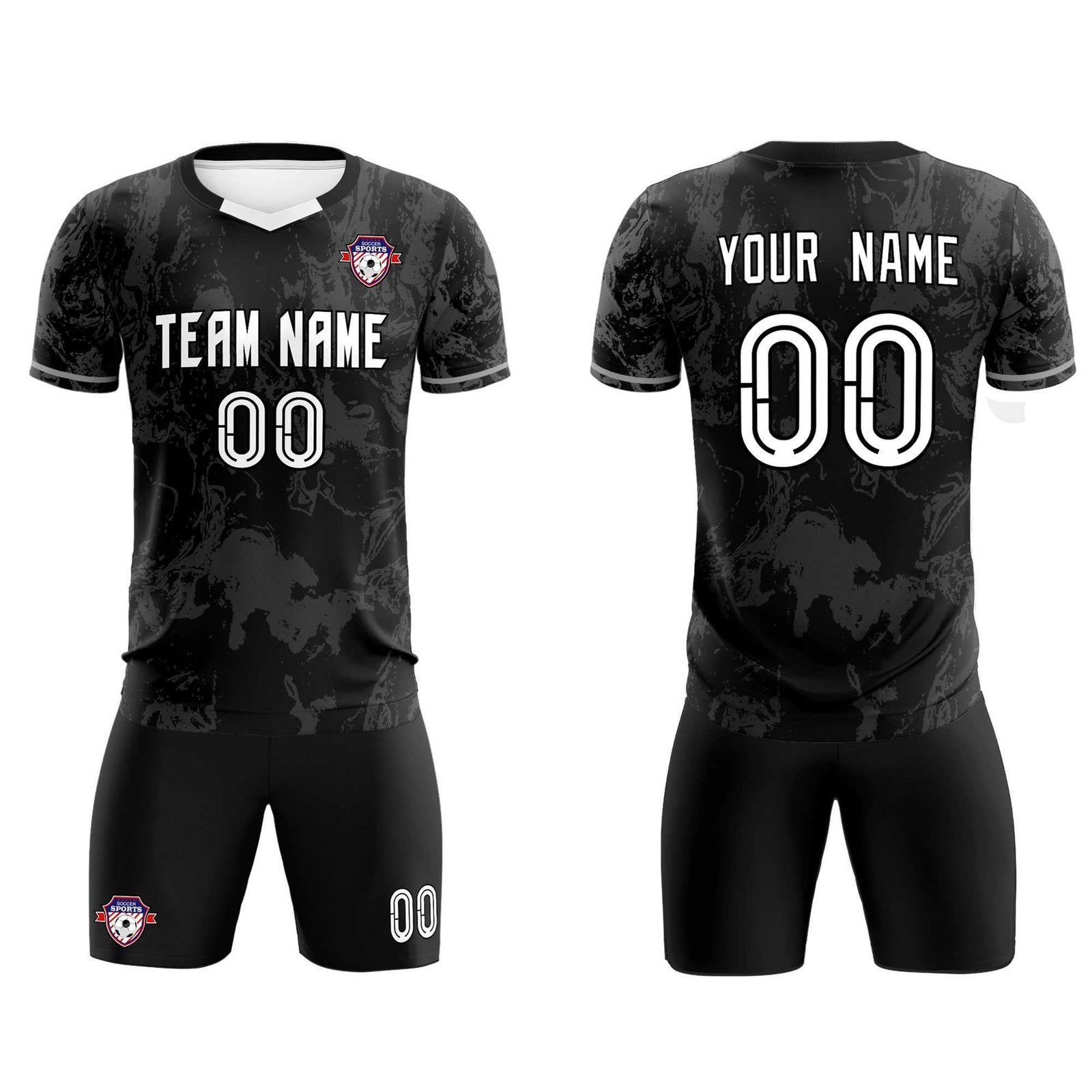 Custom Black Classic Graffiti Pattern Sportswear Soccer Tops/Sets Jersey