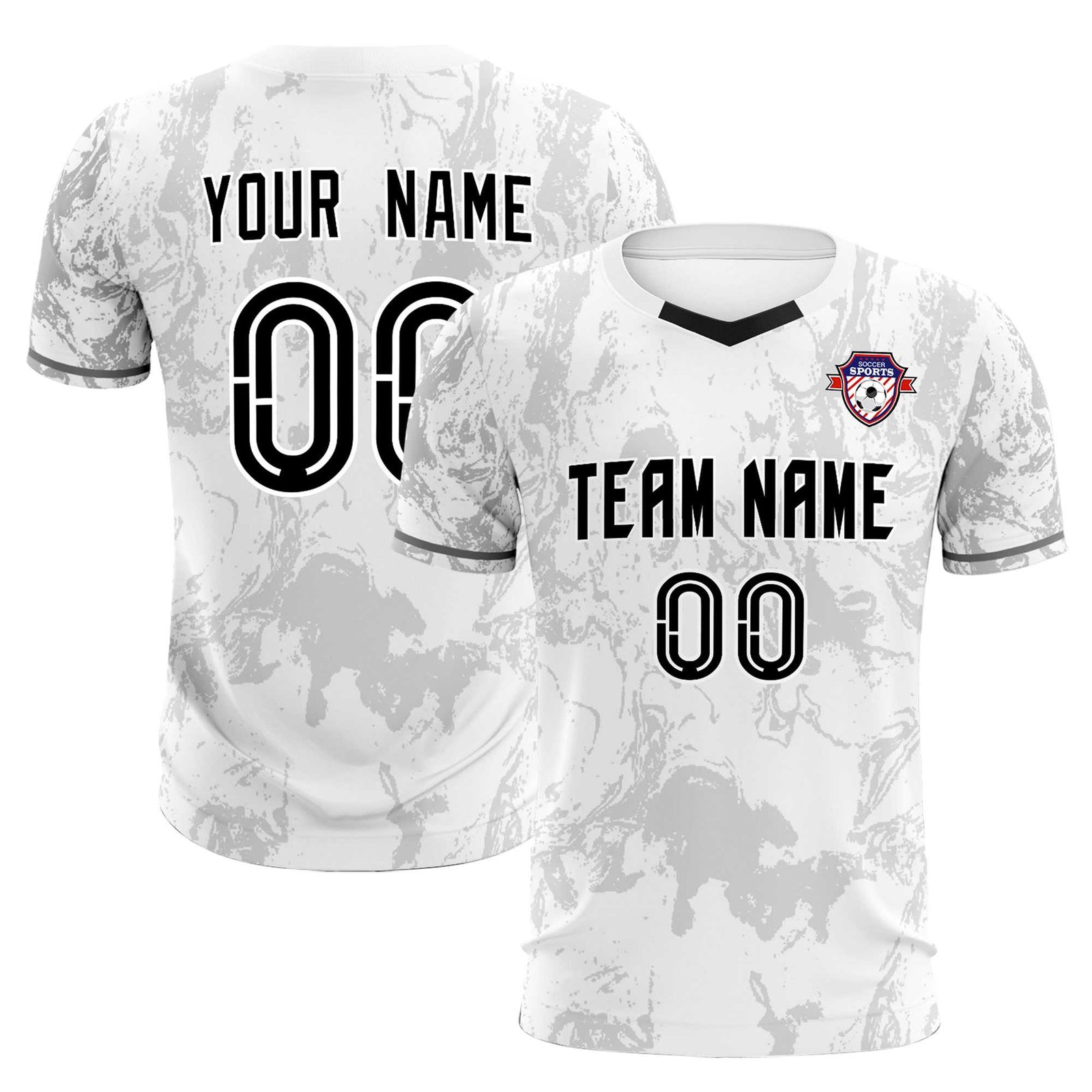 Custom White Classic Graffiti Pattern Sportswear Soccer Tops/Sets Jersey