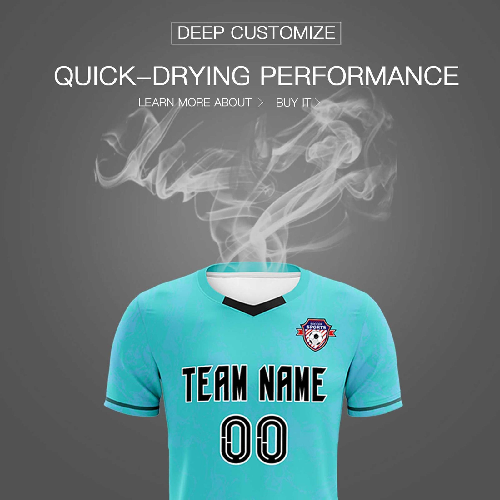Custom Sky Blue Classic Graffiti Pattern Sportswear Soccer Tops/Sets Jersey