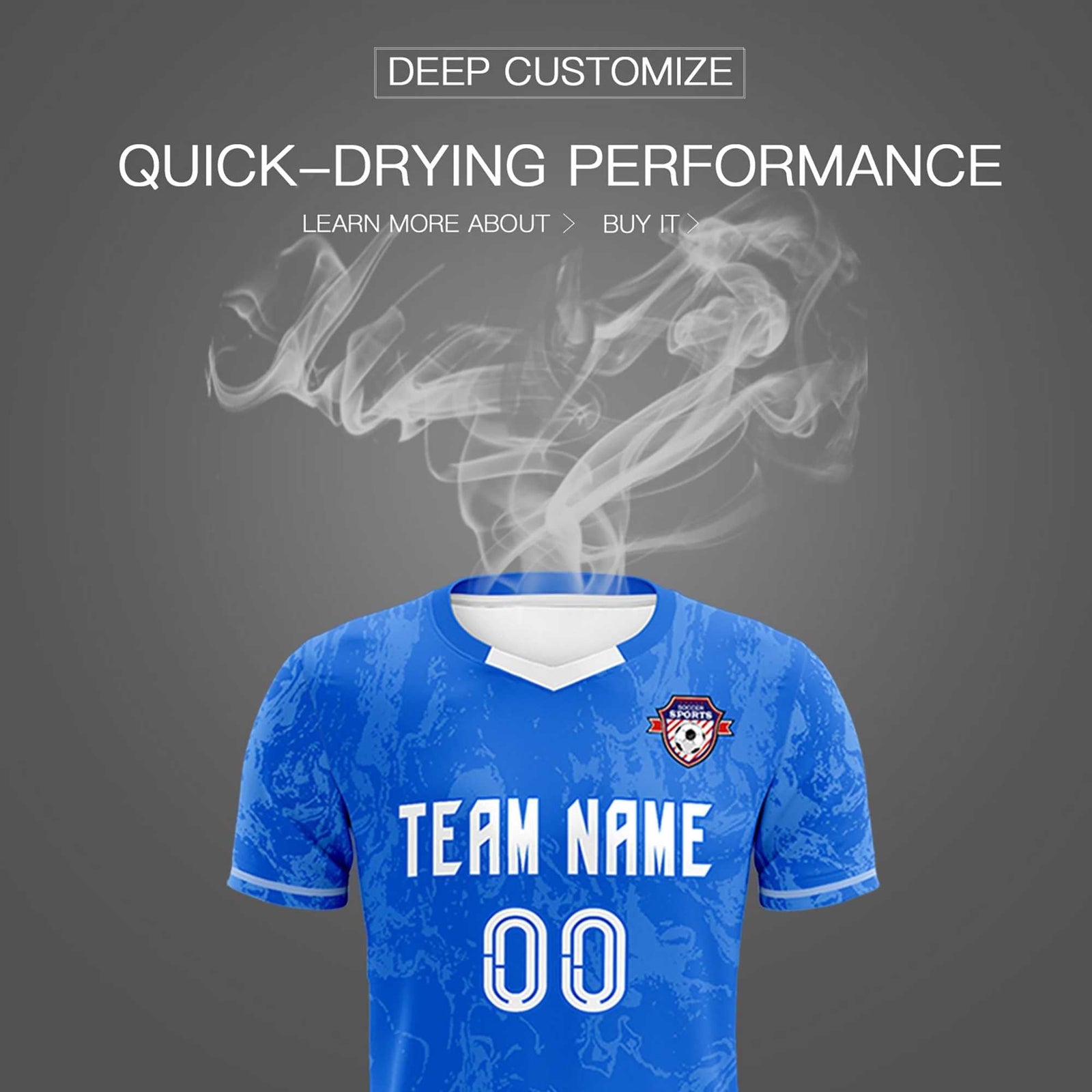 Custom Royal Classic Graffiti Pattern Sportswear Soccer Tops/Sets Jersey