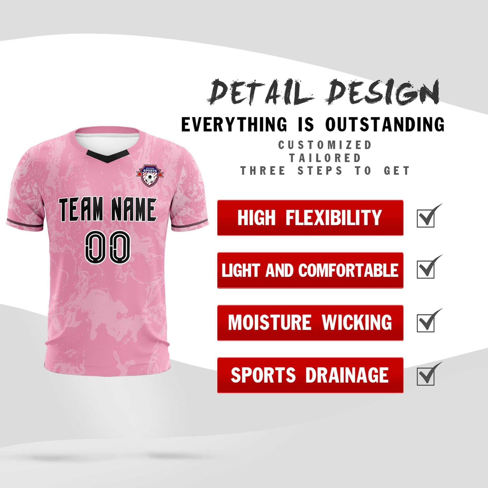 Custom Light Pink Classic Graffiti Pattern Sportswear Soccer Tops/Sets Jersey
