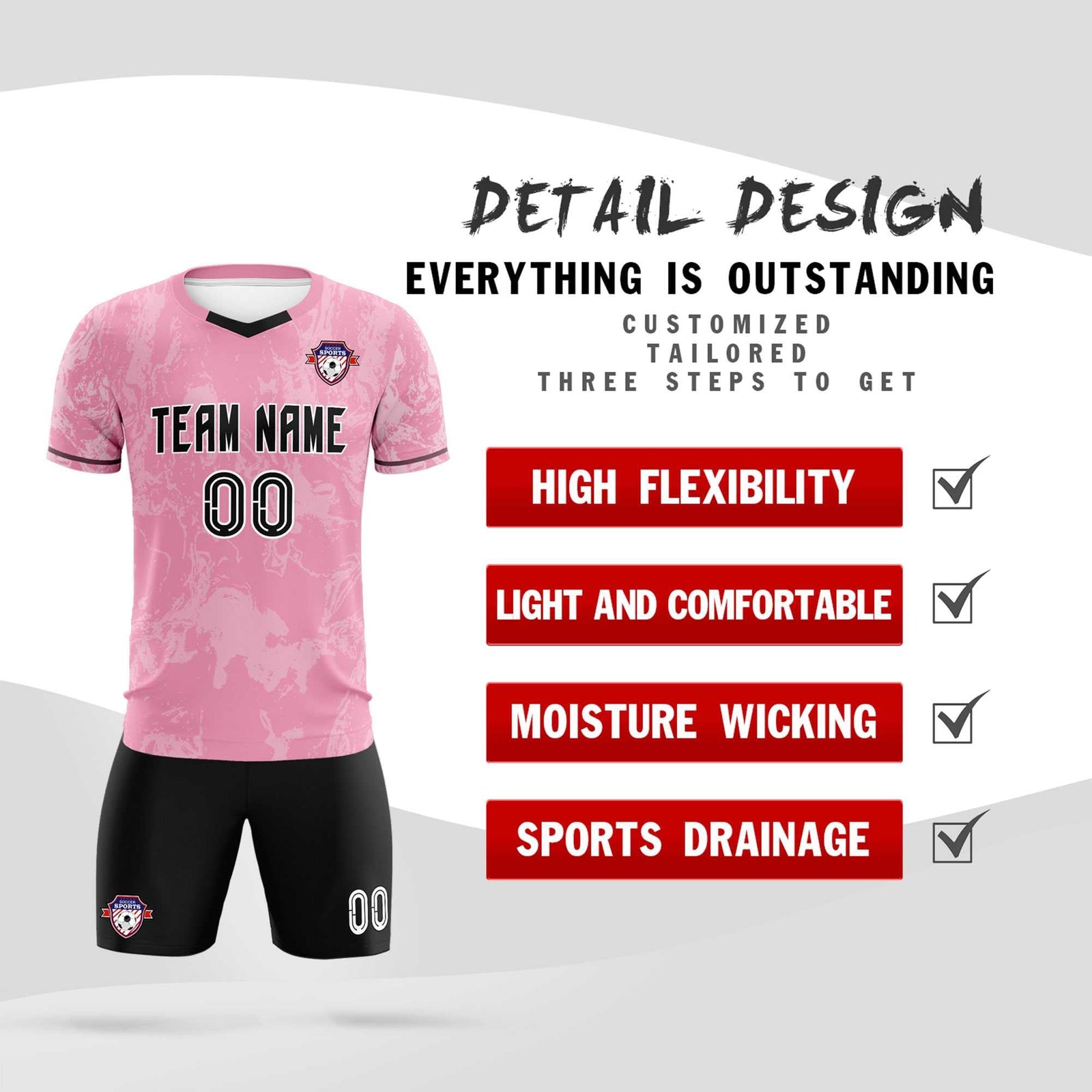 Custom Light Pink Classic Graffiti Pattern Sportswear Soccer Tops/Sets Jersey