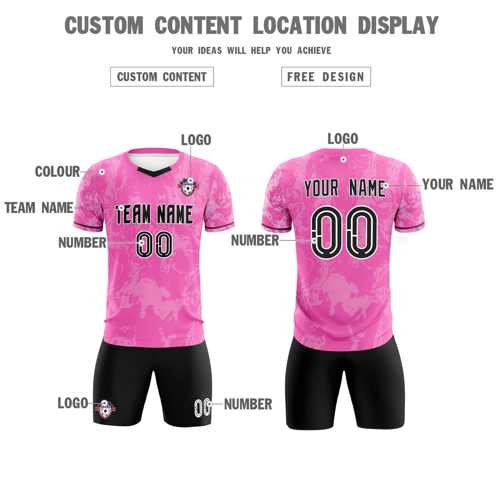 Custom Pink Classic Graffiti Pattern Sportswear Soccer Tops/Sets Jersey