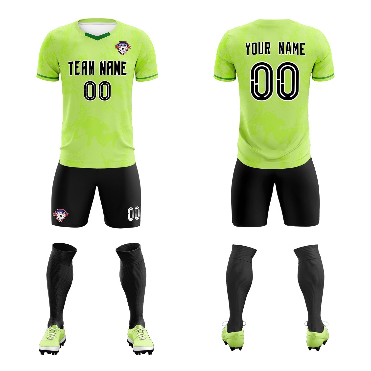 Custom Green Classic Graffiti Pattern Sportswear Soccer Tops/Sets Jersey