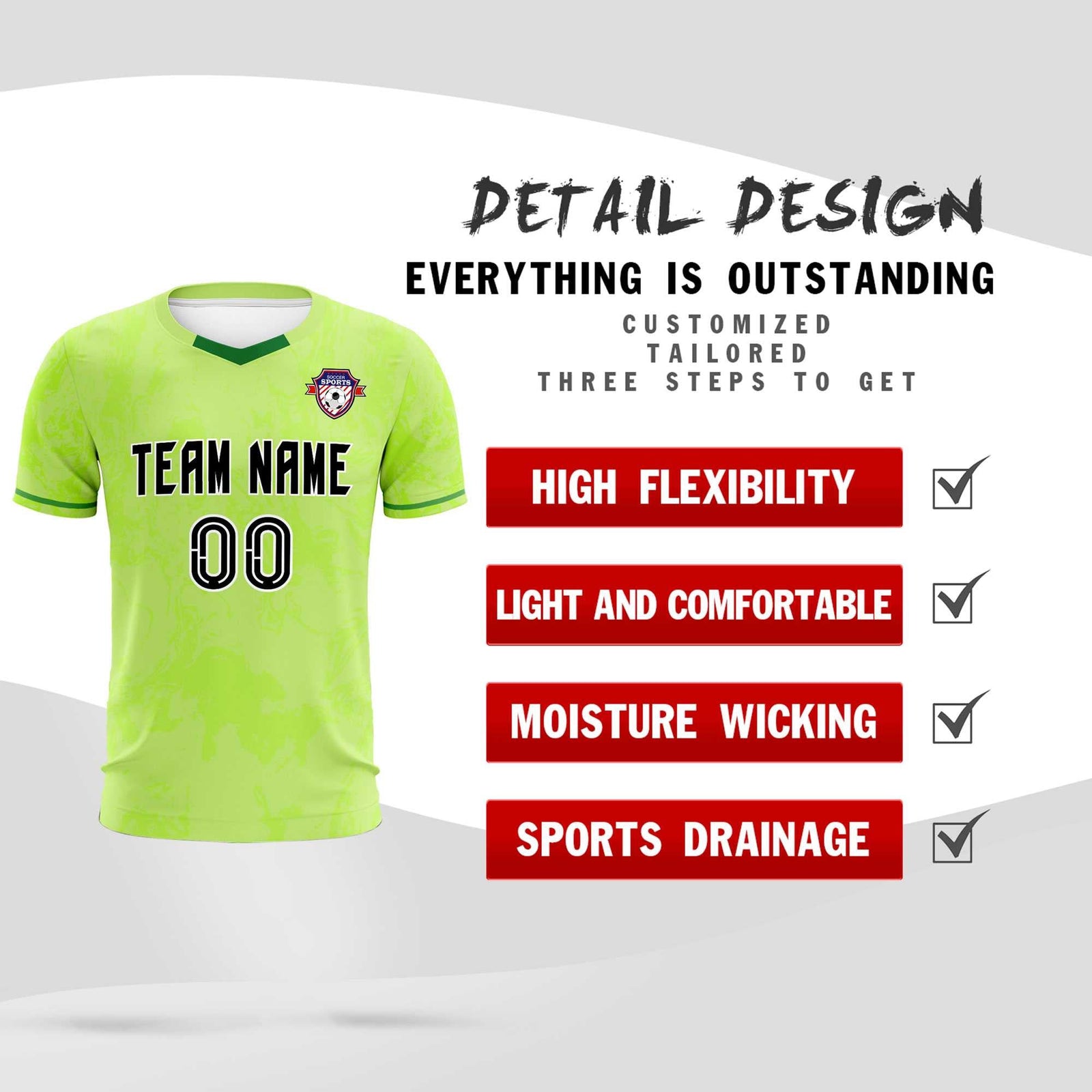 Custom Green Classic Graffiti Pattern Sportswear Soccer Tops/Sets Jersey