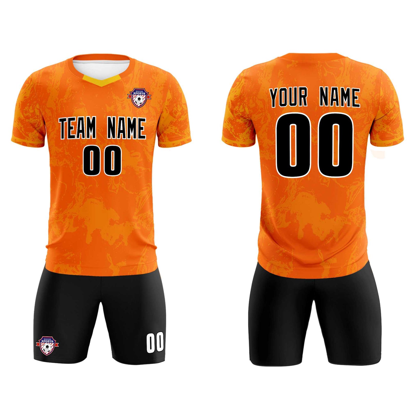 Custom Orange Classic Graffiti Pattern Sportswear Soccer Tops/Sets Jersey