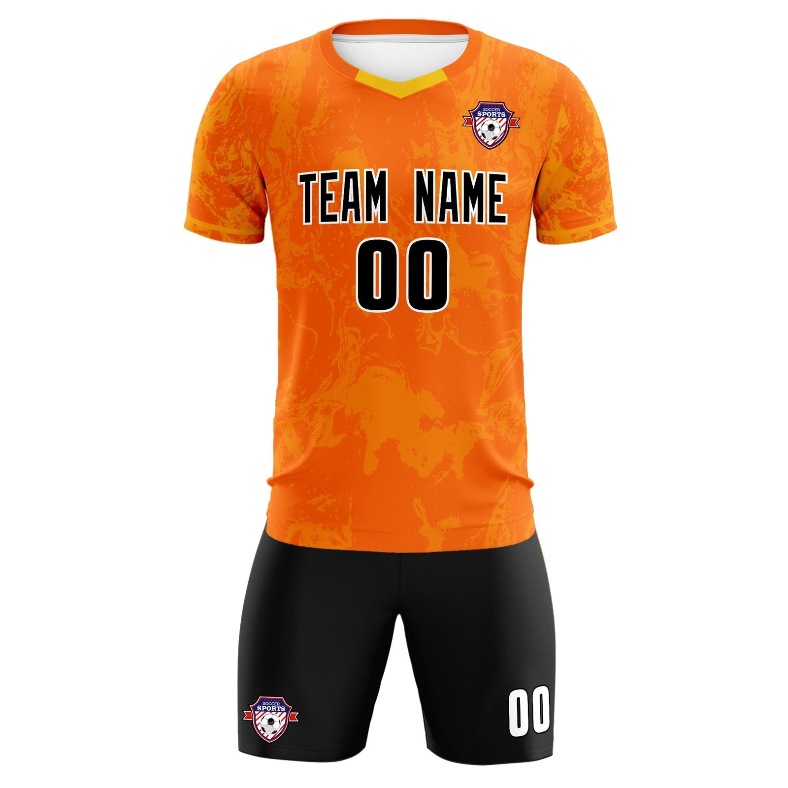 Custom Orange Classic Graffiti Pattern Sportswear Soccer Tops/Sets Jersey