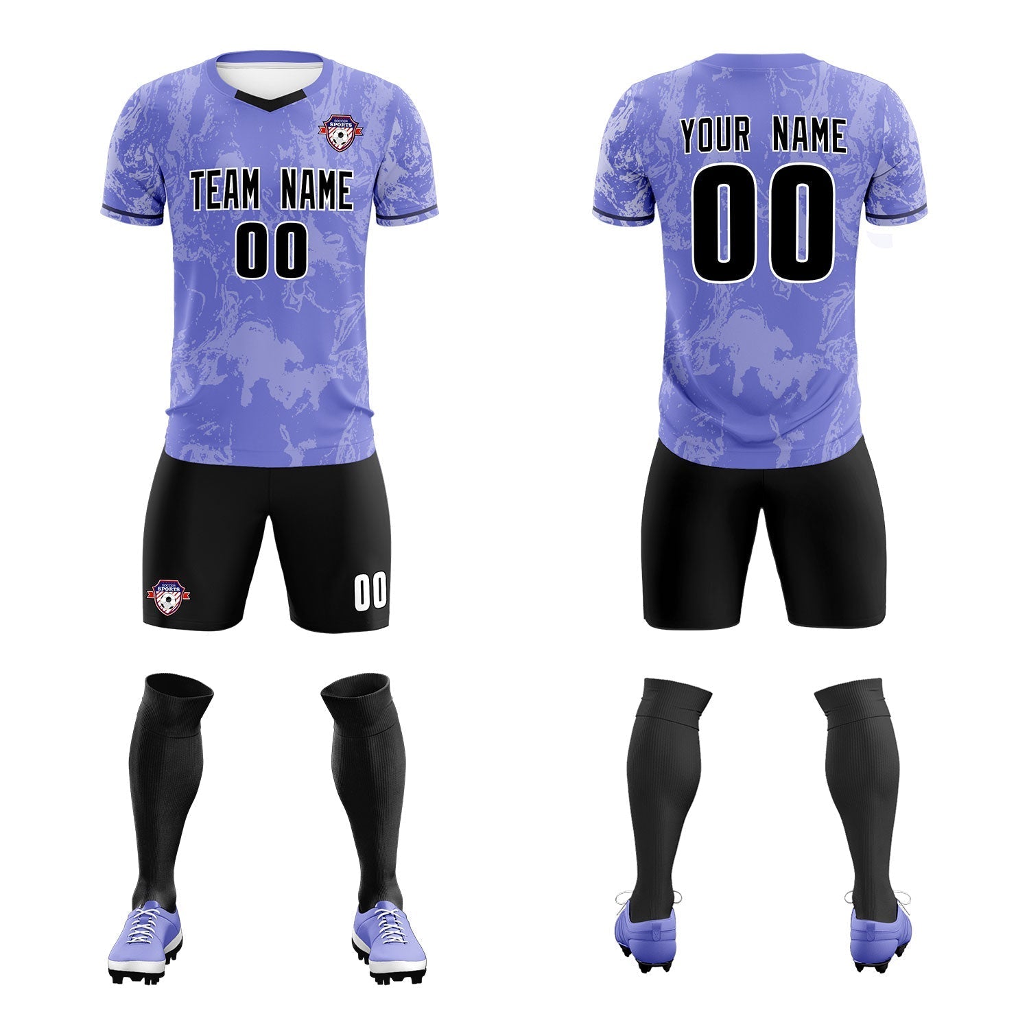 Custom Purple Classic Graffiti Pattern Sportswear Soccer Tops/Sets Jersey