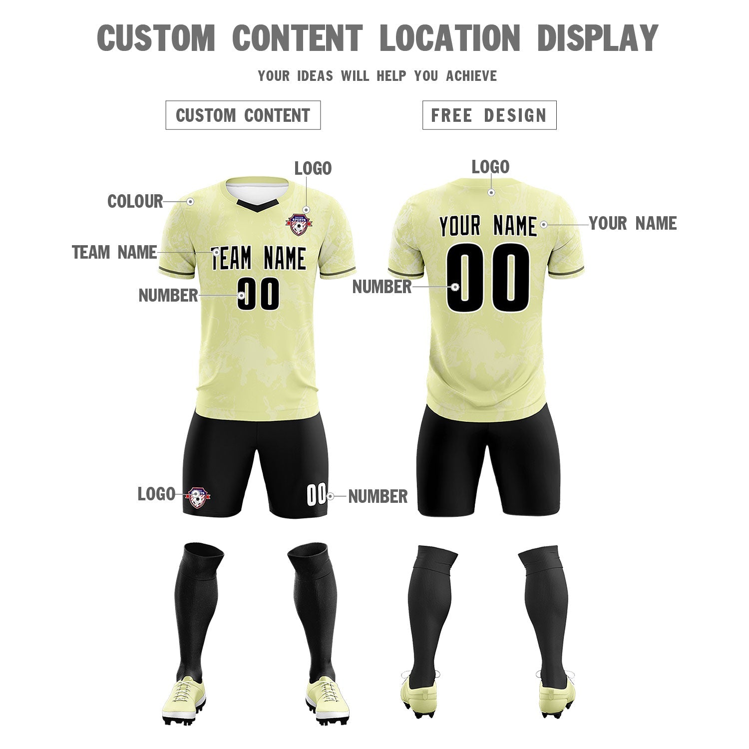 Custom Cream Classic Graffiti Pattern Sportswear Soccer Tops/Sets Jersey