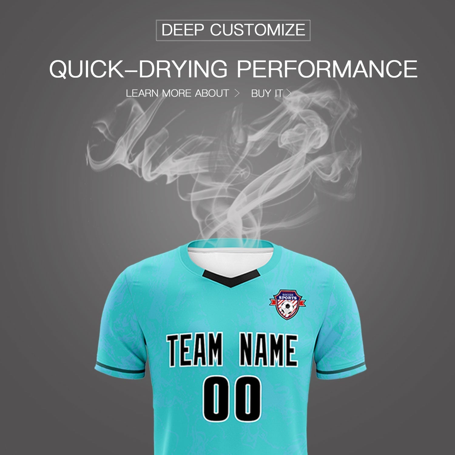 Custom Sky Blue Classic Graffiti Pattern Sportswear Soccer Tops/Sets Jersey