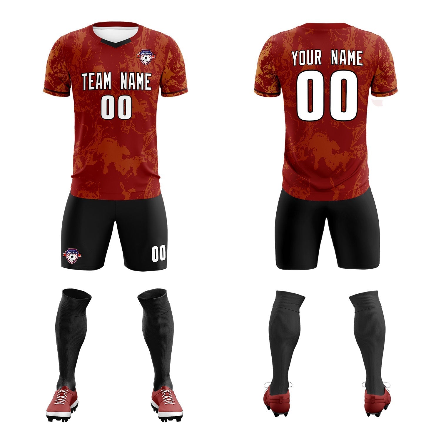 Custom Crimson Classic Graffiti Pattern Sportswear Soccer Tops/Sets Jersey