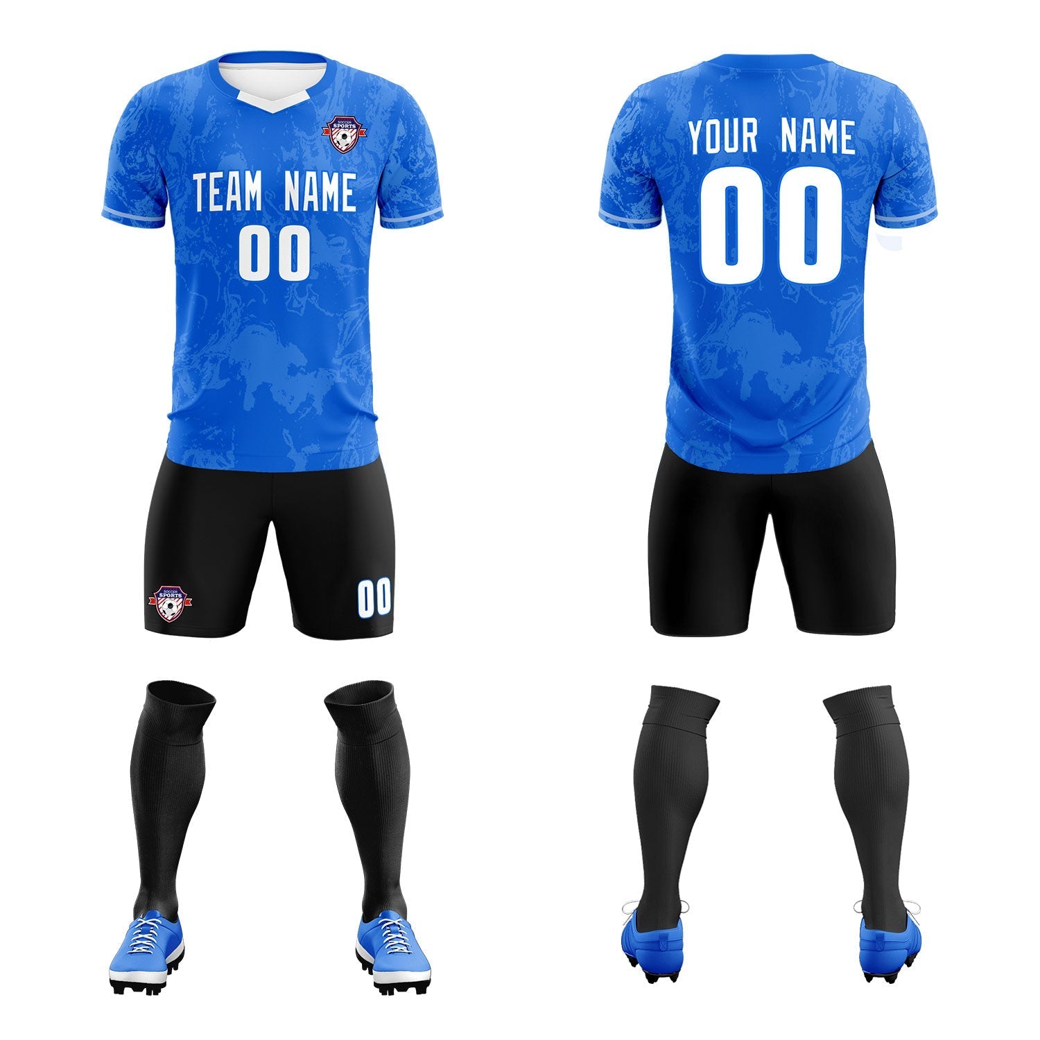 Custom Royal Classic Graffiti Pattern Sportswear Soccer Tops/Sets Jersey