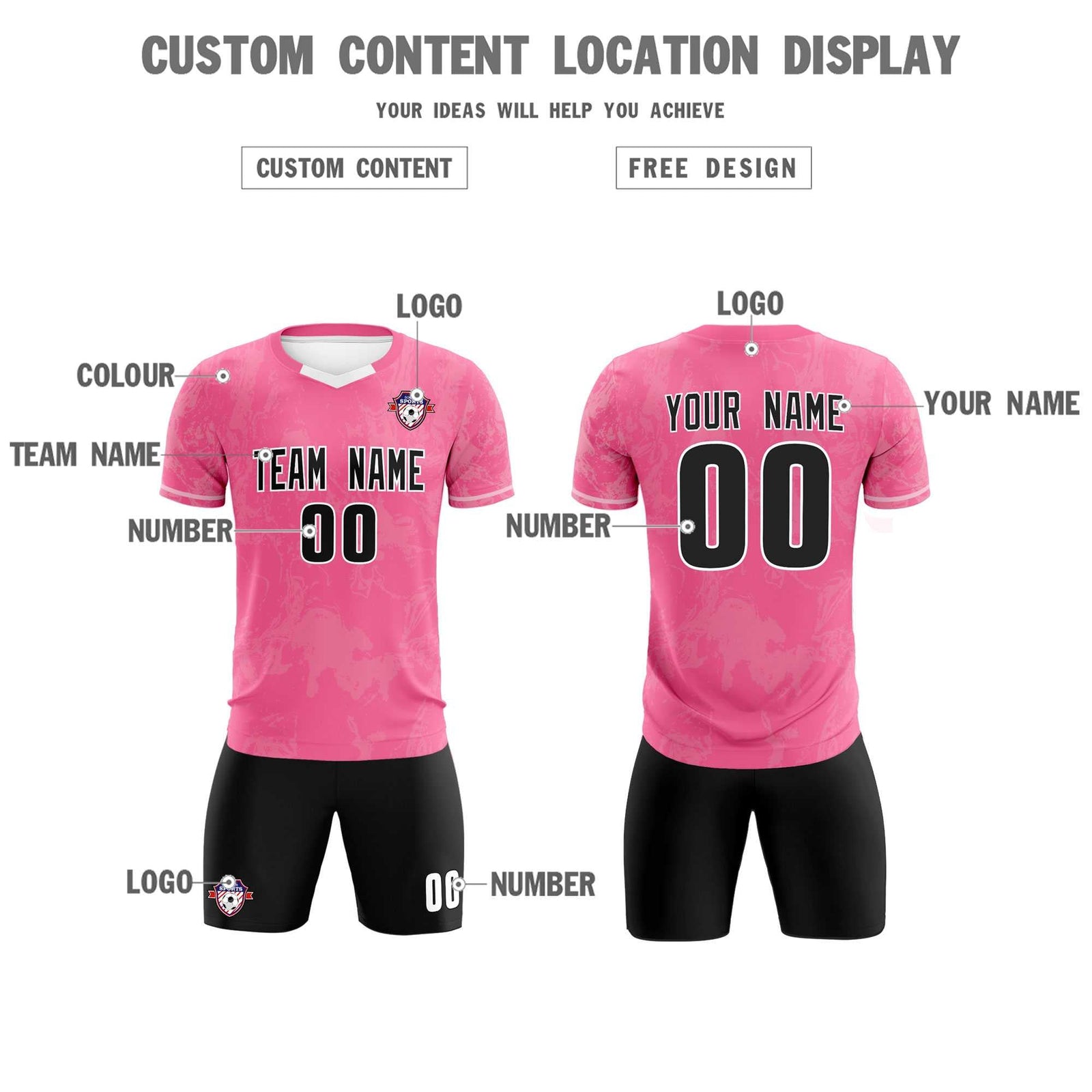 Custom Pink Classic Graffiti Pattern Sportswear Soccer Tops/Sets Jersey