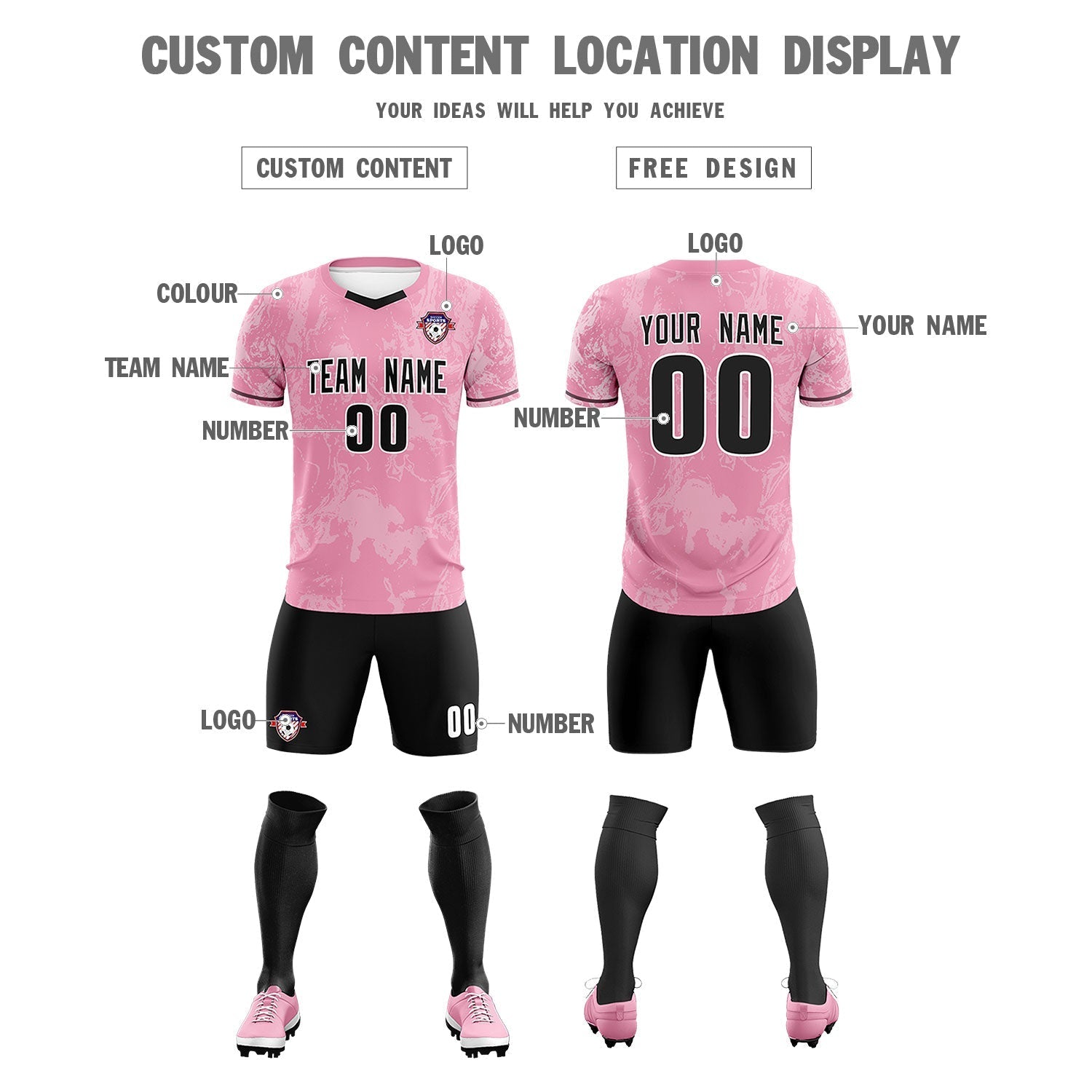 Custom Light Pink Classic Graffiti Pattern Sportswear Soccer Tops/Sets Jersey