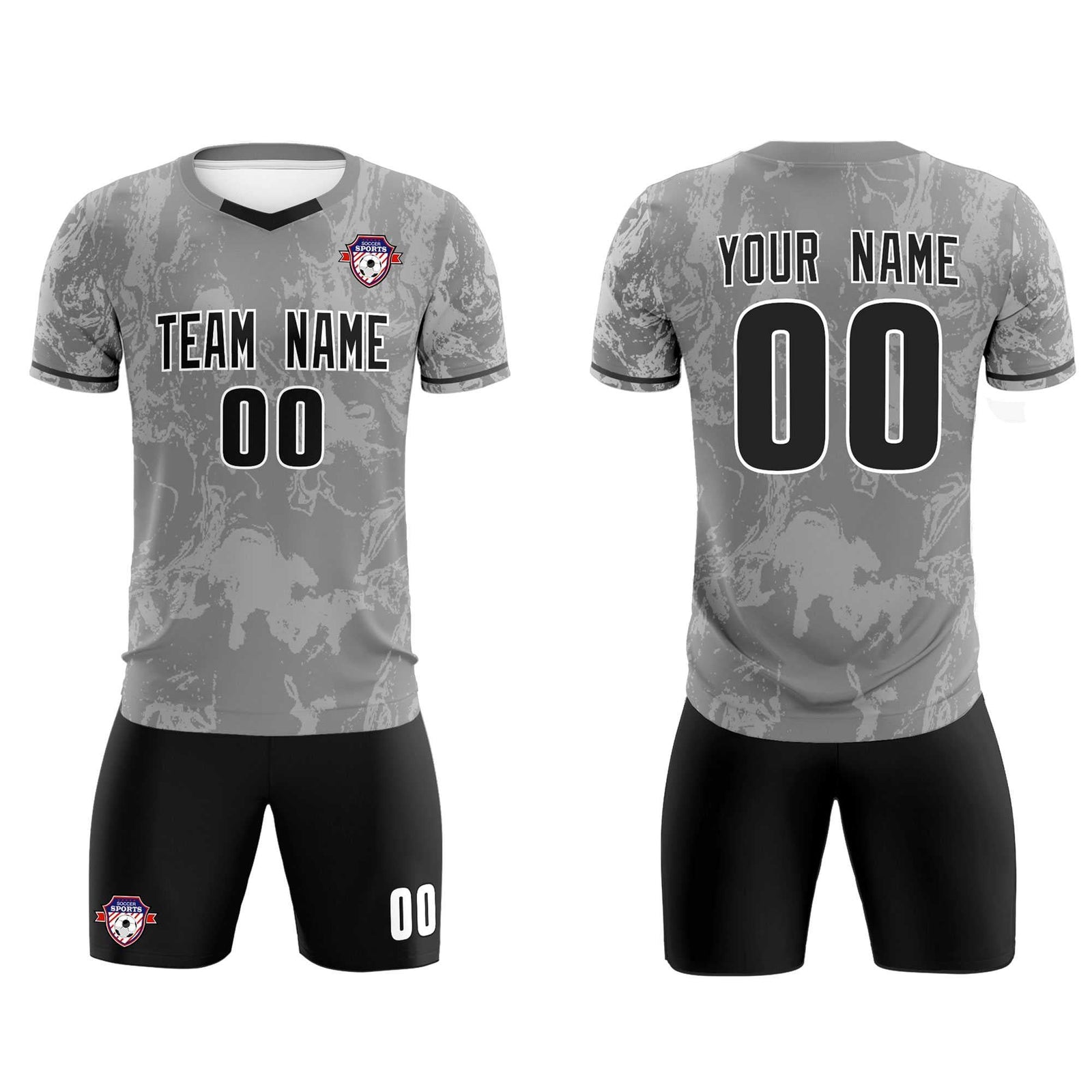 Custom Gray Classic Graffiti Pattern Sportswear Soccer Tops/Sets Jersey