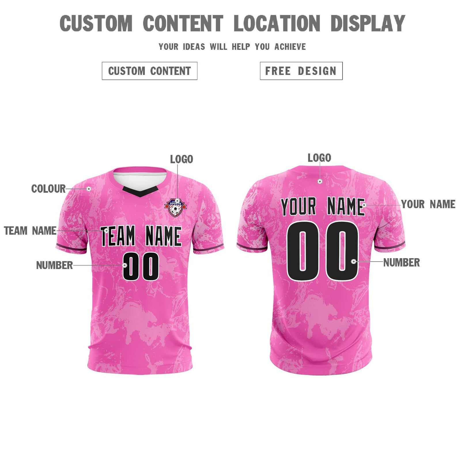 Custom Pink Classic Graffiti Pattern Sportswear Soccer Tops/Sets Jersey