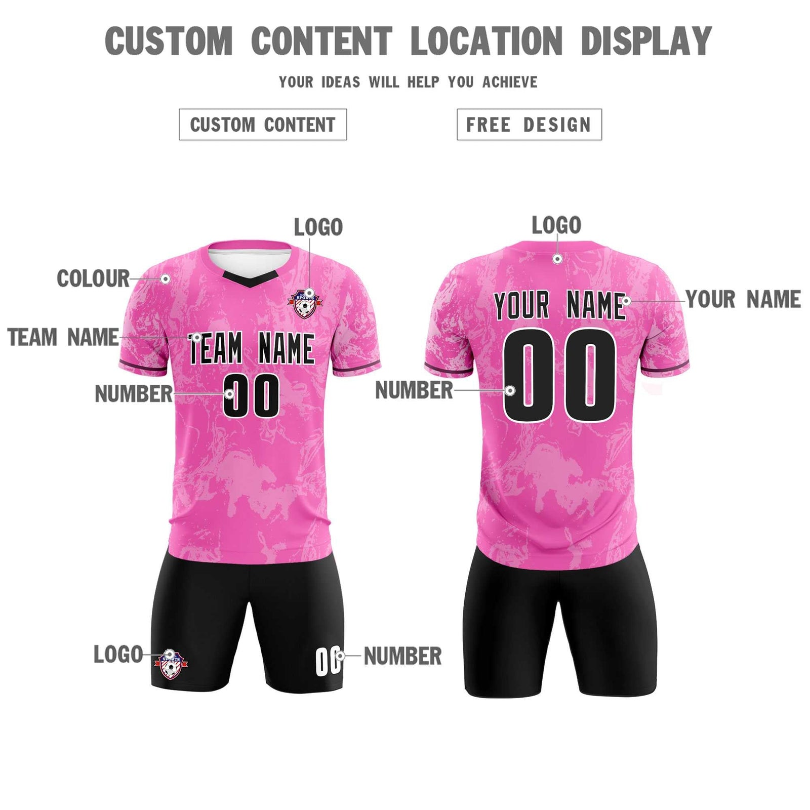 Custom Pink Classic Graffiti Pattern Sportswear Soccer Tops/Sets Jersey