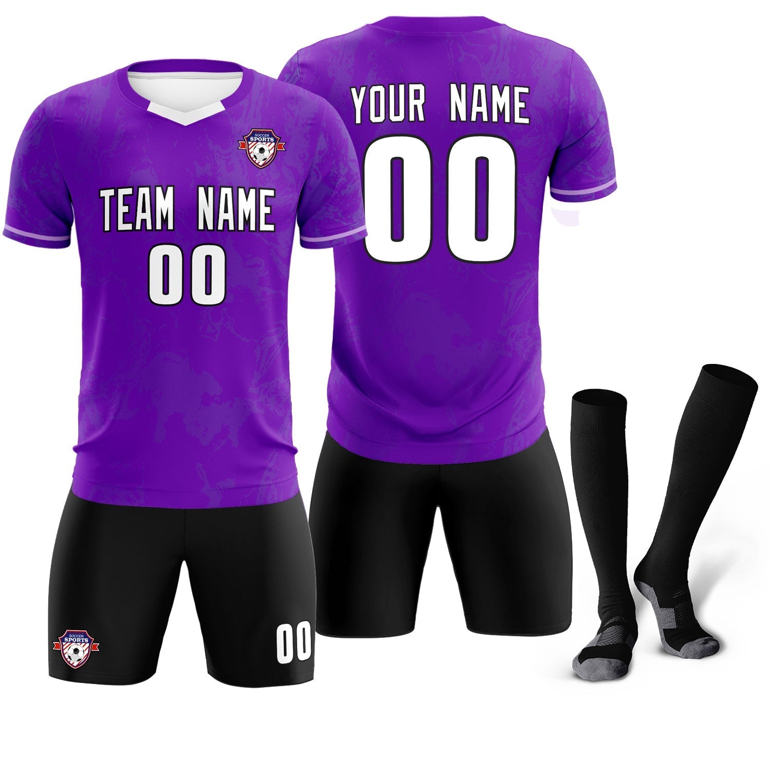 Custom Purple Classic Graffiti Pattern Sportswear Soccer Tops/Sets Jersey