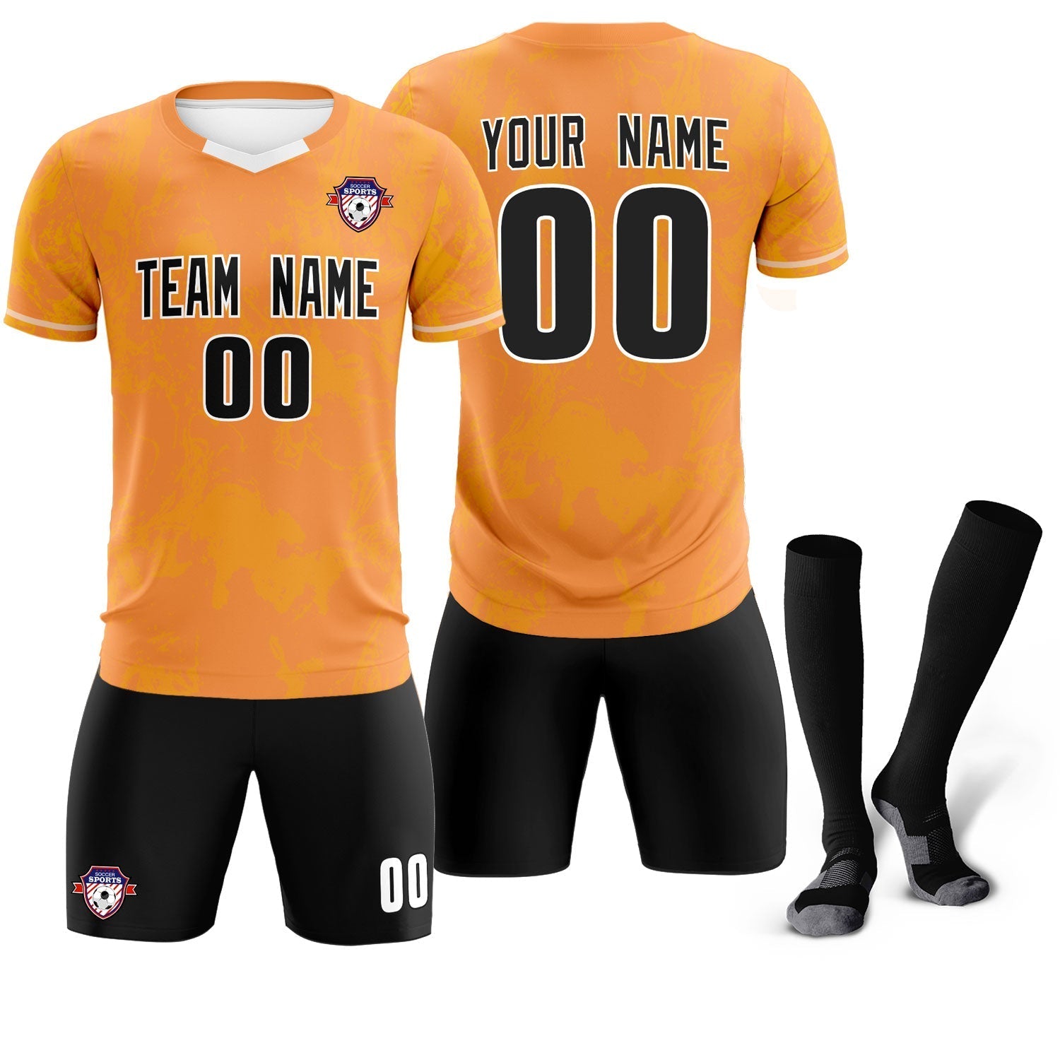 Custom Texas Orange Classic Graffiti Pattern Sportswear Soccer Tops/Sets Jersey
