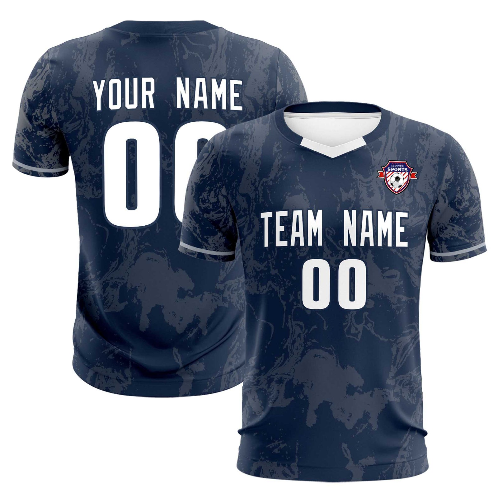 Custom Navy Classic Graffiti Pattern Sportswear Soccer Tops/Sets Jersey