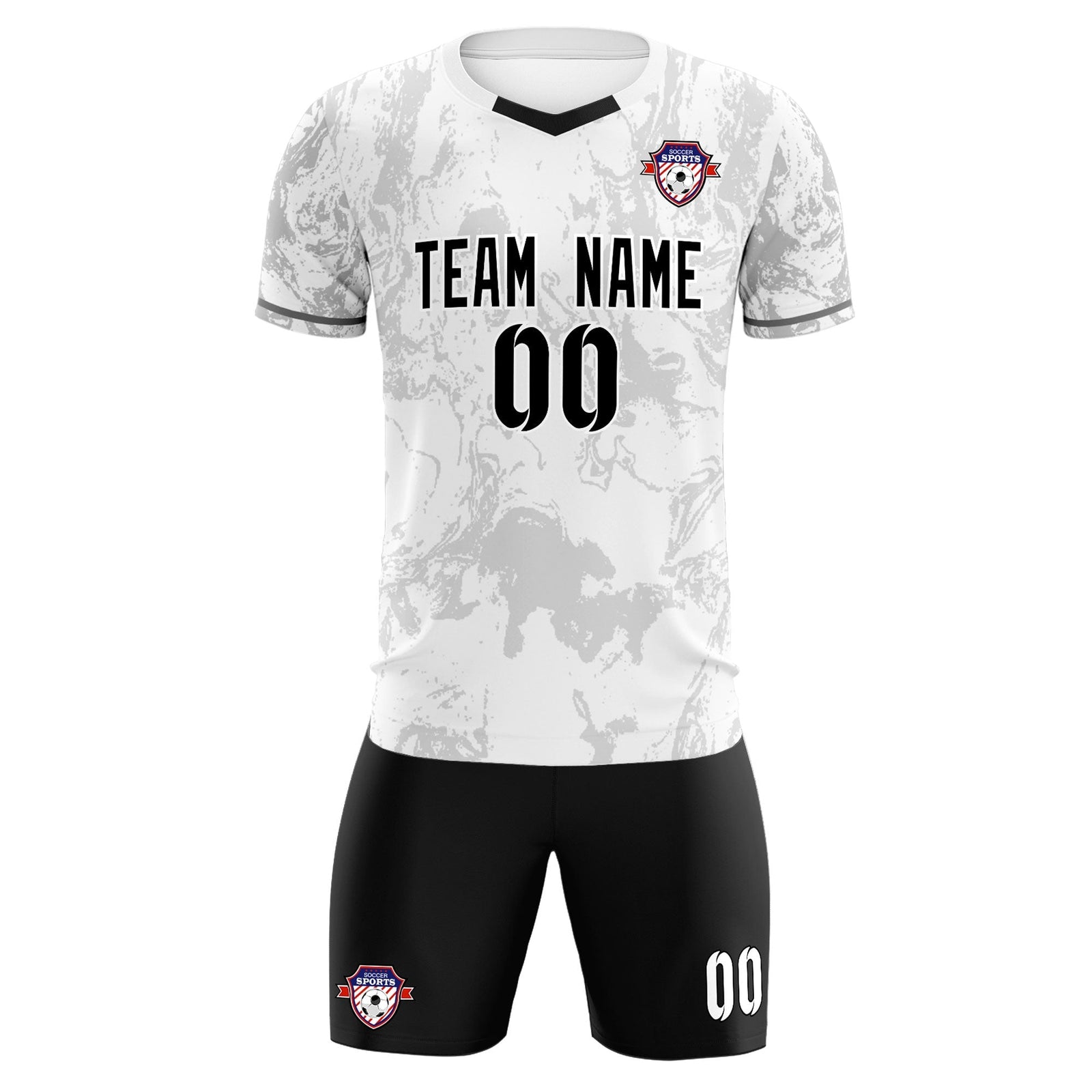 Custom White Classic Graffiti Pattern Sportswear Soccer Tops/Sets Jersey