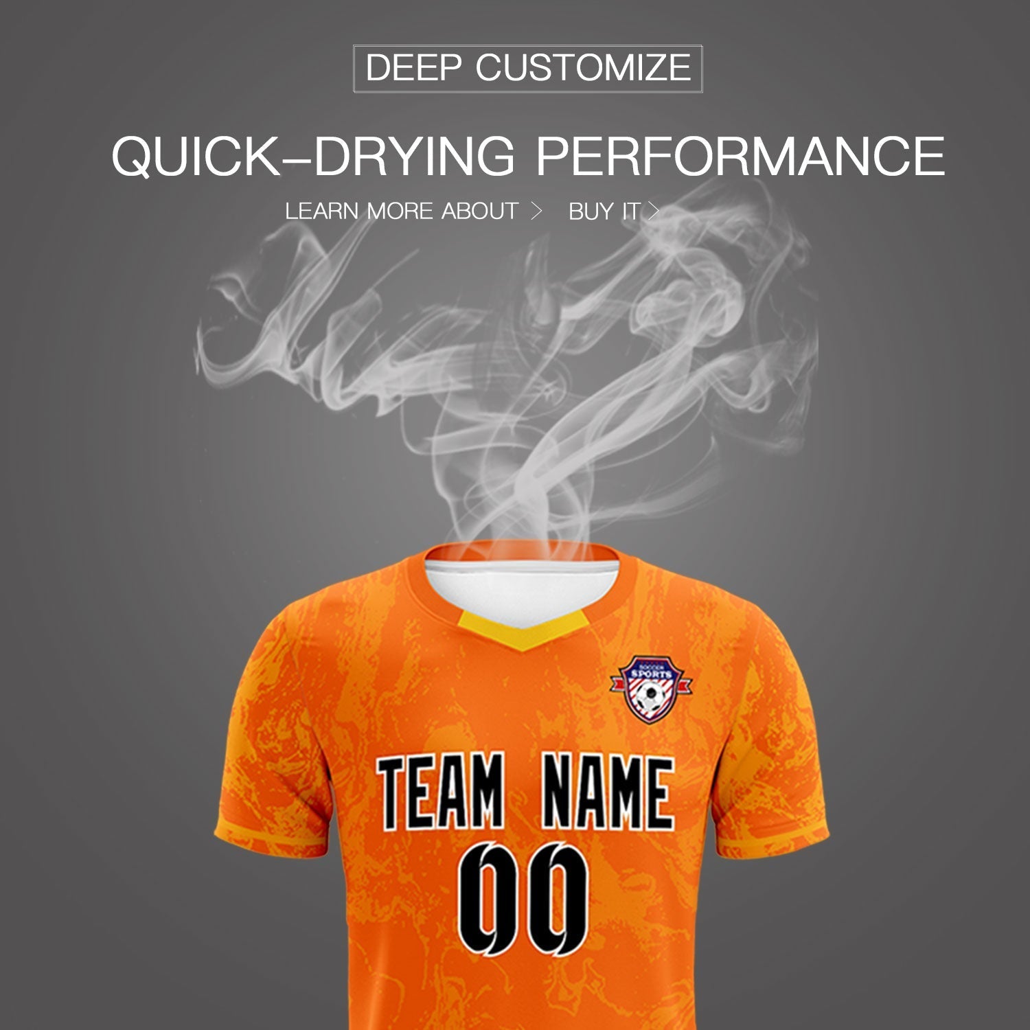 Custom Orange Classic Graffiti Pattern Sportswear Soccer Tops/Sets Jersey