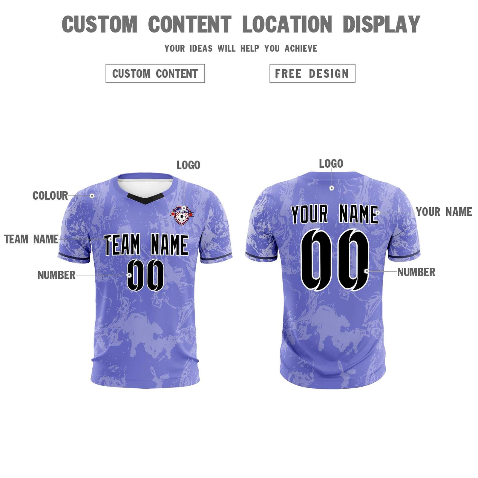 Custom Purple Classic Graffiti Pattern Sportswear Soccer Tops/Sets Jersey