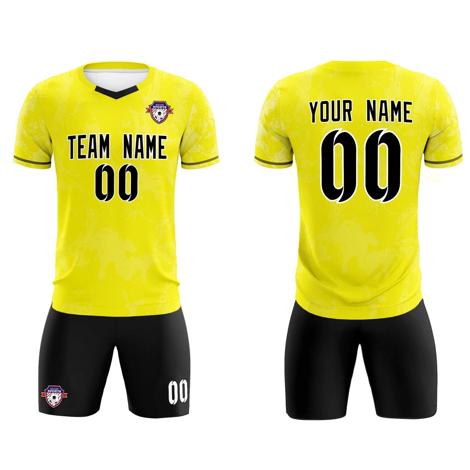 Custom Yellow Classic Graffiti Pattern Sportswear Soccer Tops/Sets Jersey