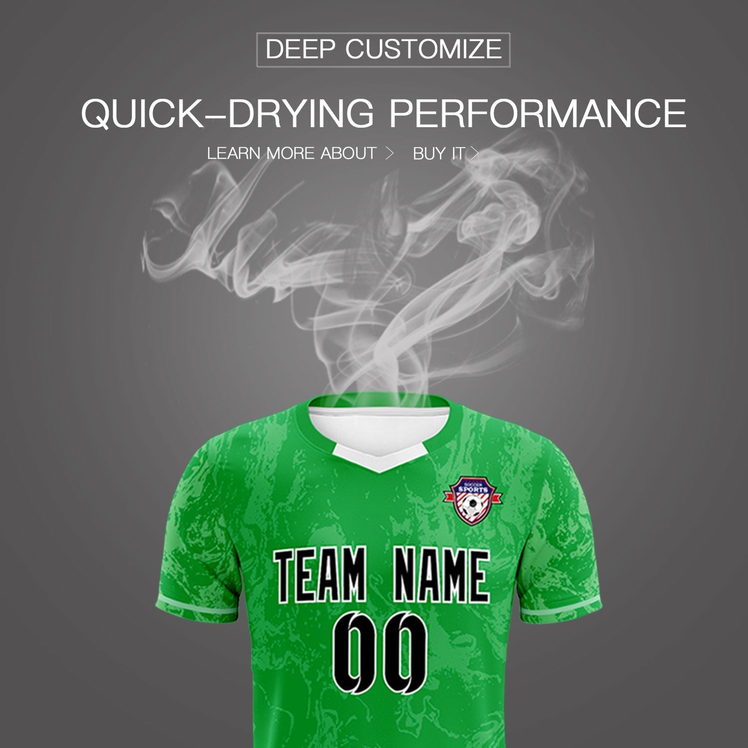 Custom Kelly Green Classic Graffiti Pattern Sportswear Soccer Tops/Sets Jersey