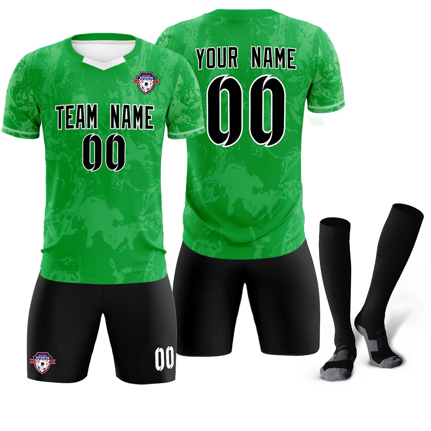 Custom Kelly Green Classic Graffiti Pattern Sportswear Soccer Tops/Sets Jersey