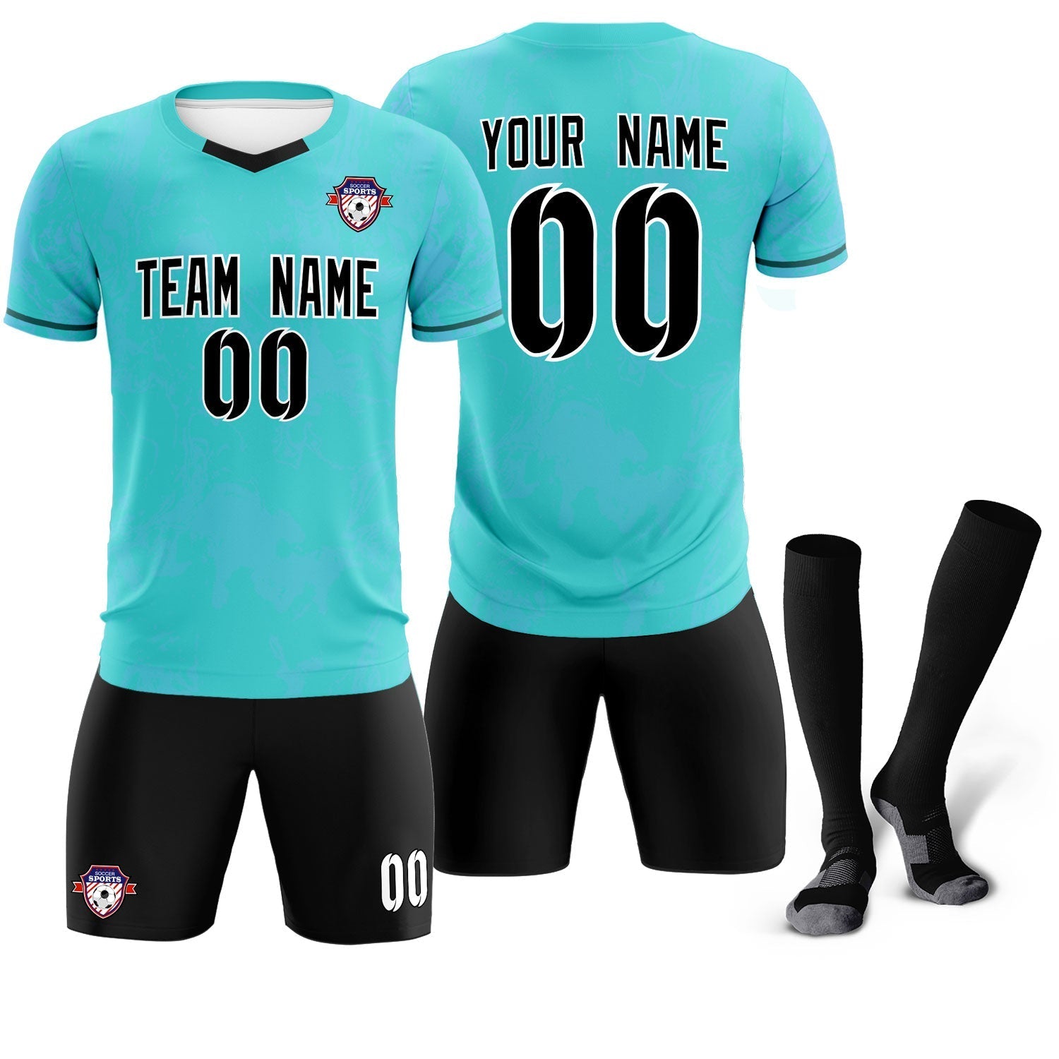 Custom Sky Blue Classic Graffiti Pattern Sportswear Soccer Tops/Sets Jersey