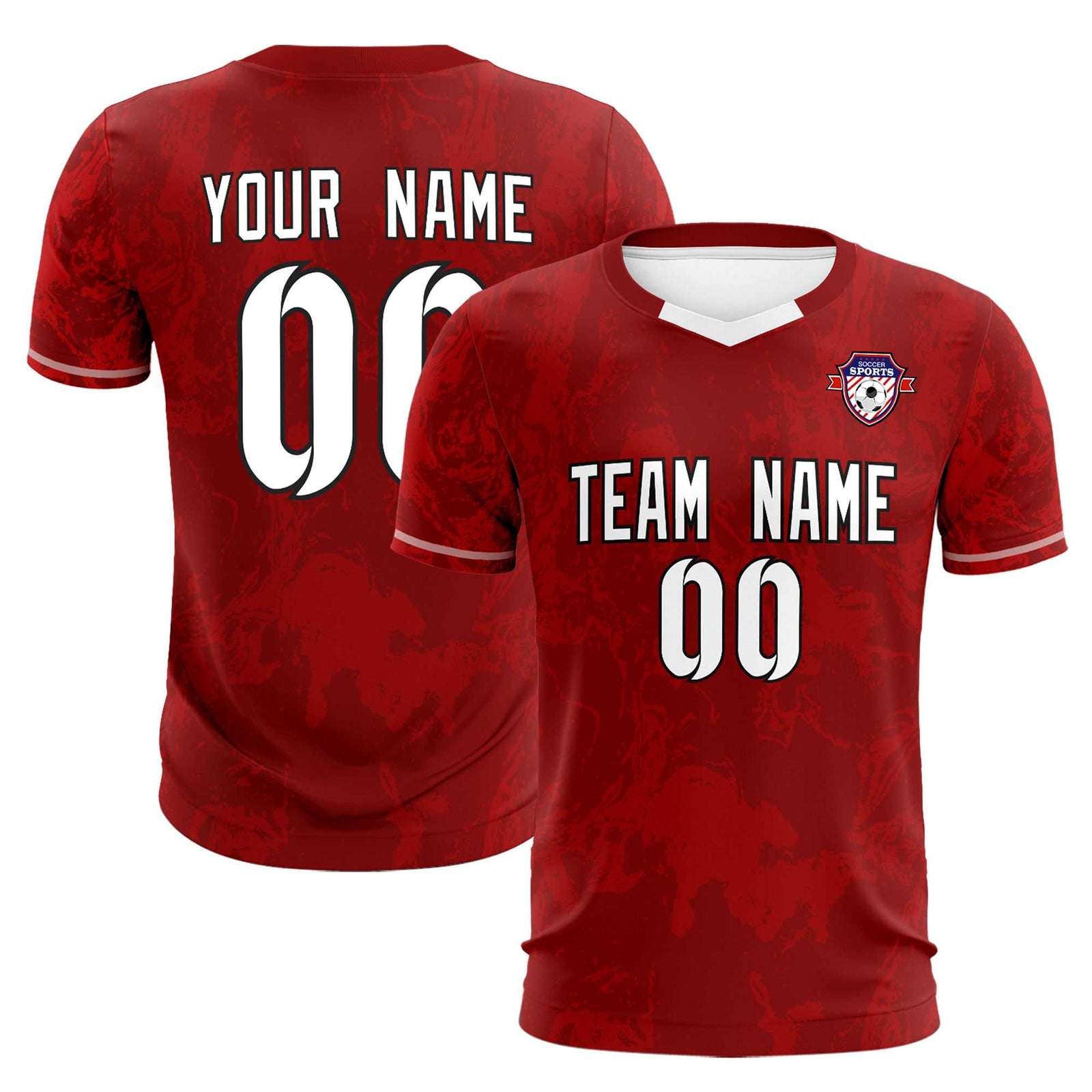 Custom Crimson Classic Graffiti Pattern Sportswear Soccer Tops/Sets Jersey