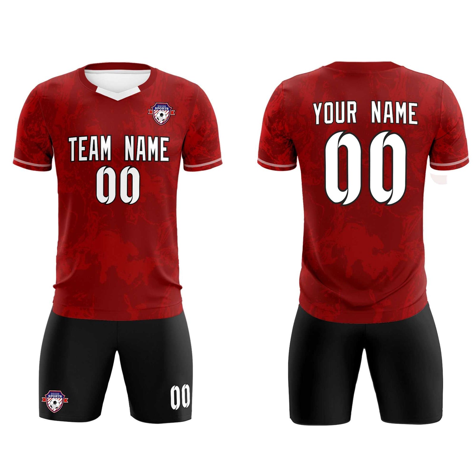 Custom Crimson Classic Graffiti Pattern Sportswear Soccer Tops/Sets Jersey