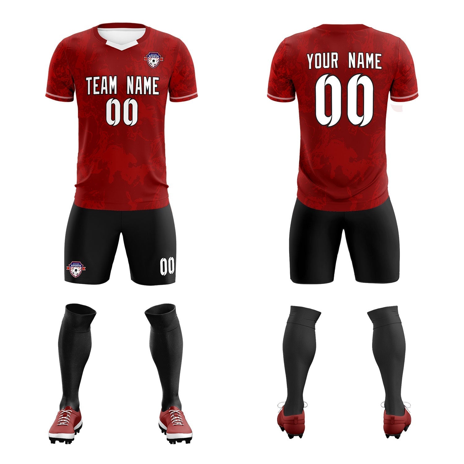 Custom Crimson Classic Graffiti Pattern Sportswear Soccer Tops/Sets Jersey