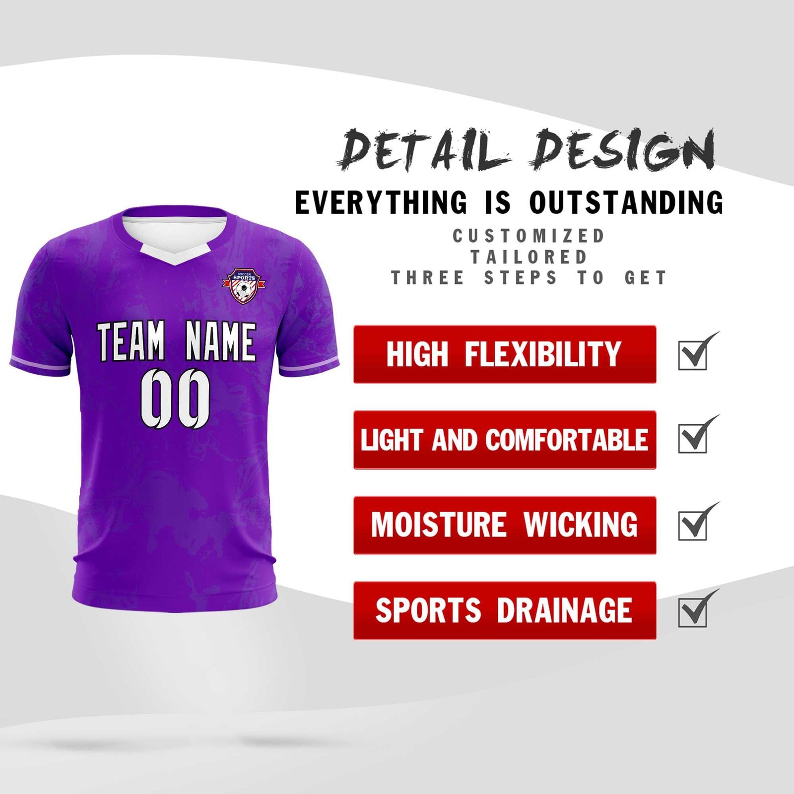 Custom Purple Classic Graffiti Pattern Sportswear Soccer Tops/Sets Jersey