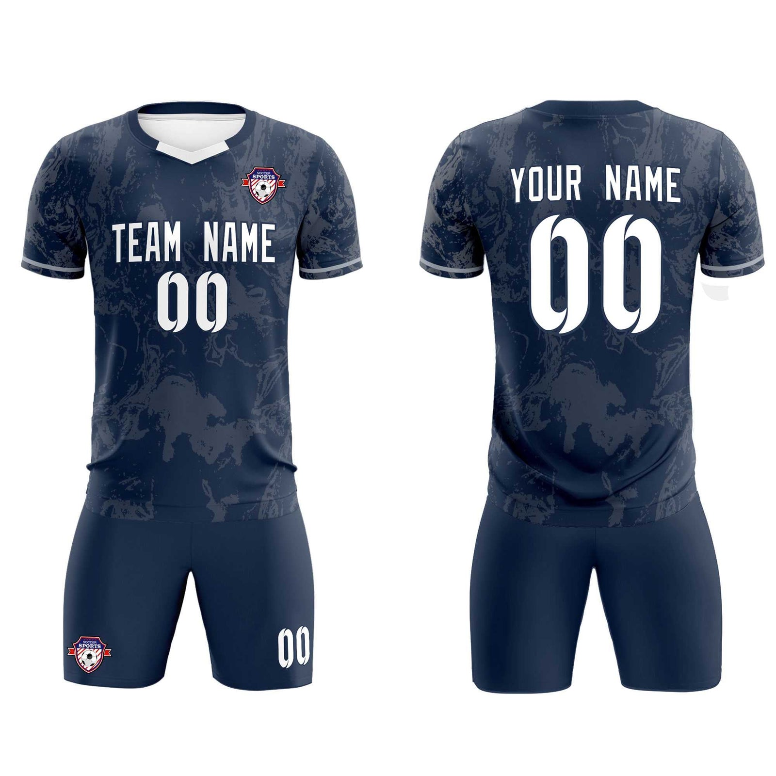 Custom Navy Classic Graffiti Pattern Sportswear Soccer Tops/Sets Jersey