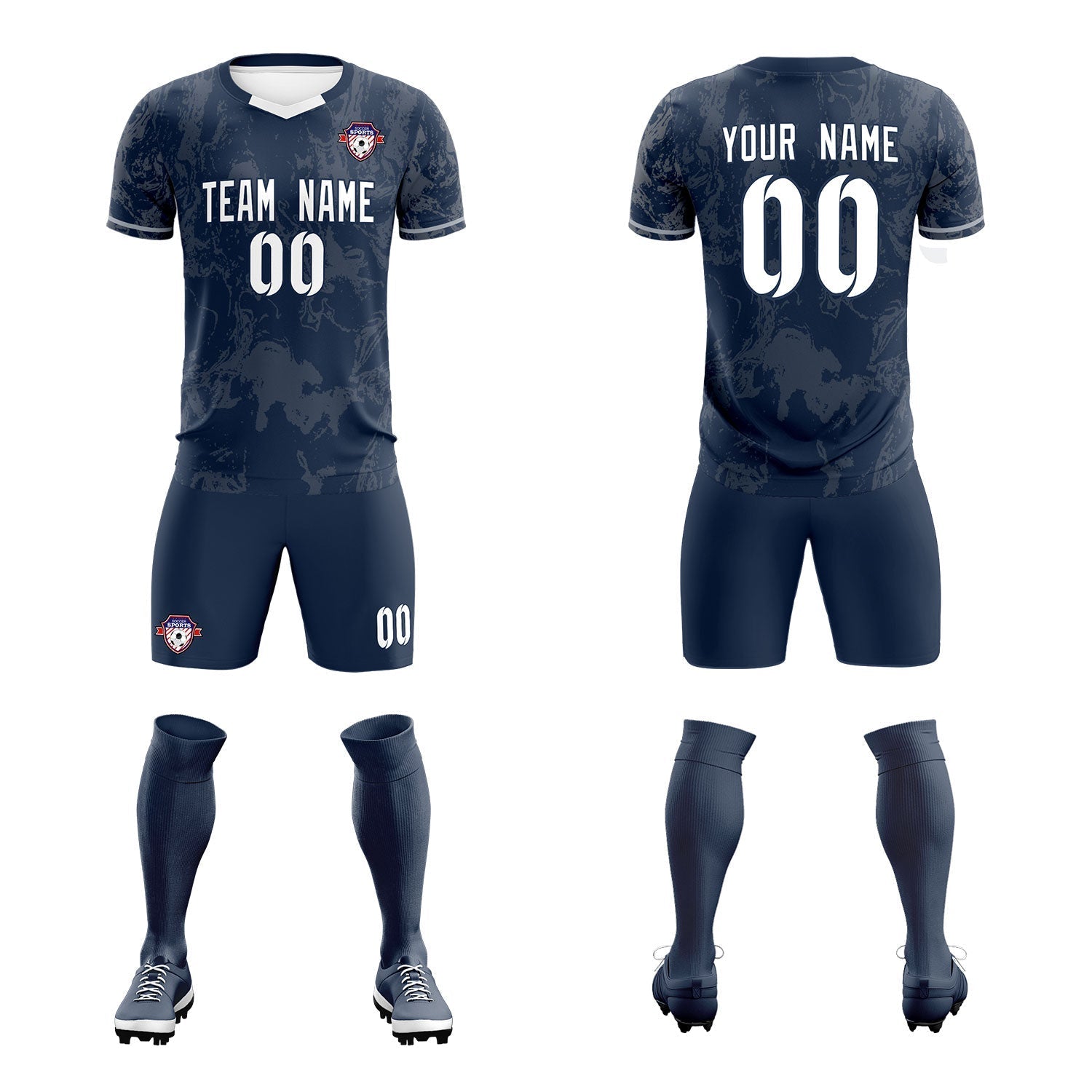 Custom Navy Classic Graffiti Pattern Sportswear Soccer Tops/Sets Jersey