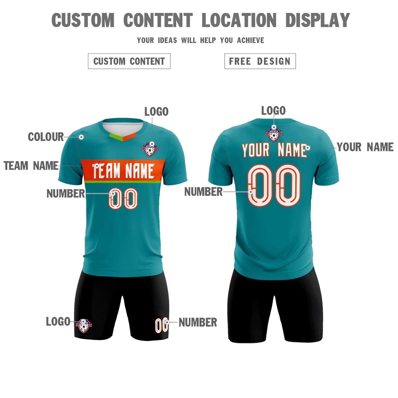 Custom Aqua Classic Sports Sets Soccer Shirt Jersey