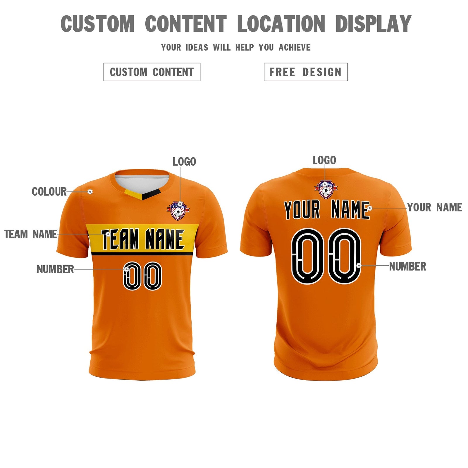 Custom Orange Classic Sports Sets Soccer Shirt Jersey